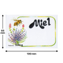 Étiquette miel "Fleurs et Abeille" 100 x 65 mm (rouleau de 100)