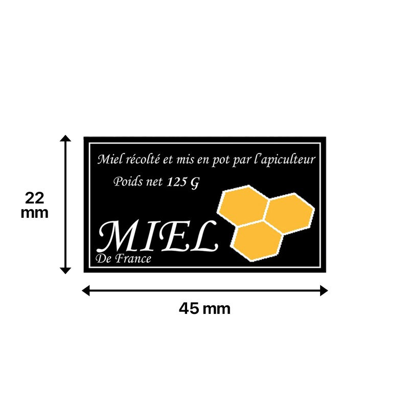 Étiquette miel noire "3 alvéoles" 5 formats (rouleau de 100)