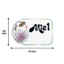Étiquette miel "Fleurs et Abeille" arrondie 4 formats rouleau de 100