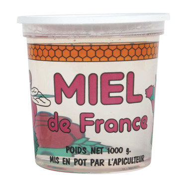 Pots plastiques transparents SIM "Miel de France" 1 kg (288 pots)