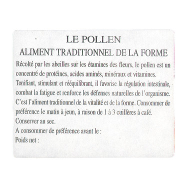 Étiquettes auto-collantes informatives sur le pollen (100 étiquettes)