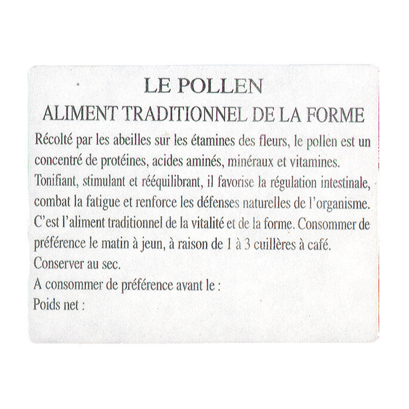 Étiquettes auto-collantes informatives sur le pollen (100 étiquettes)