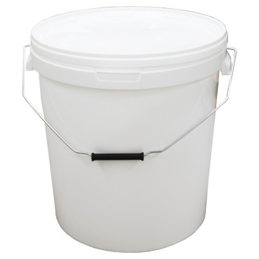Tonnelet plastique blanc 40 à 45 kg anse métal (couvercle inclus)