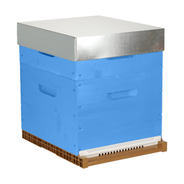 Ruche complète bleue Dadant 10 cadres Pribois (avec cadres)