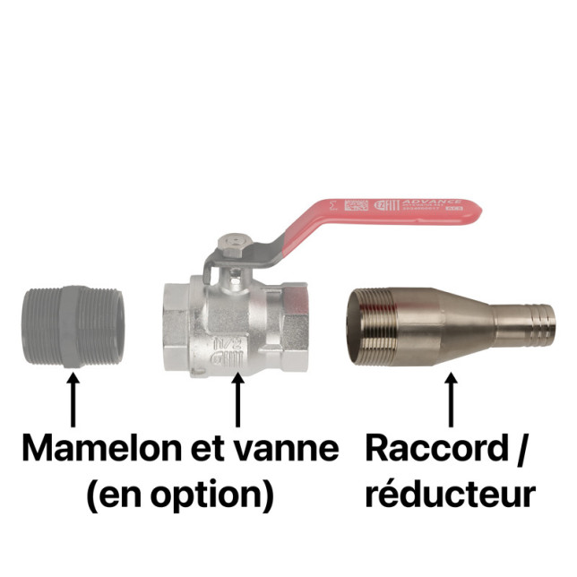 Raccord / réducteur pour relier la doseuse pondérale à un maturateur