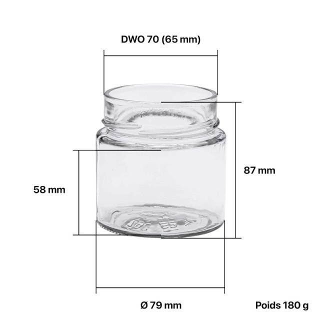 Pots verre Jupe Haute 400 g 314 ml DWO 70 - palette 2436 pots seuls