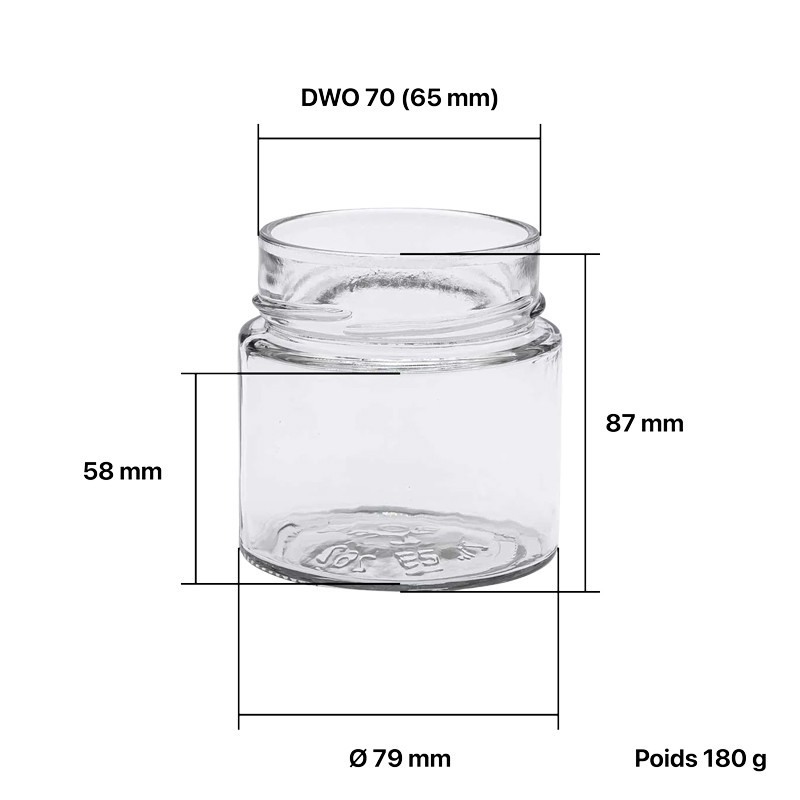 Pots verre Jupe Haute 400 g 314 ml DWO 70 - palette 2436 pots seuls