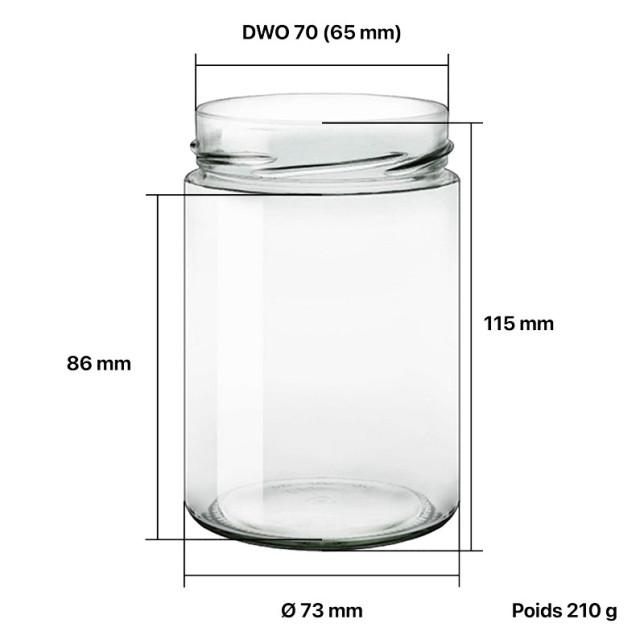 Pots verre Jupe Haute 500 g 370 ml DWO 70 - palette 2097 pots seuls