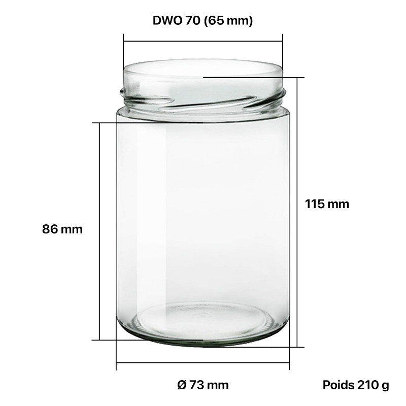 Pots verre Jupe Haute 500 g 370 ml DWO 70 - palette 2097 pots seuls