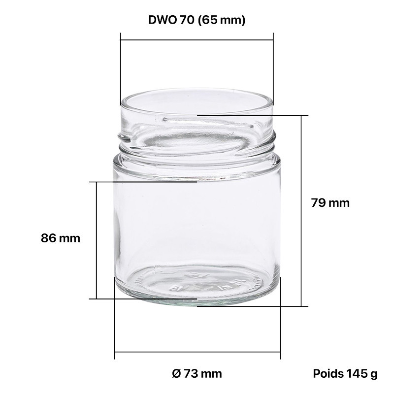 Pots verre Jupe Haute 340 g 262 ml DWO 70 - palette 2730 pots seuls
